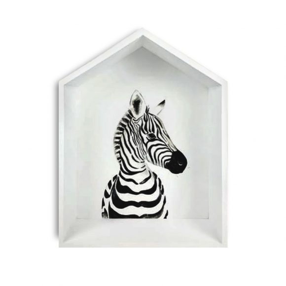 Handmade Wooden Shelf House Zebra