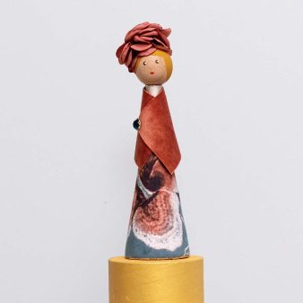 Handmade Wooden Decorative Doll – 25 cm