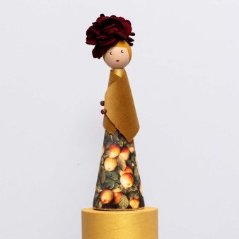 Handmade Wooden Decorative Doll – 25 cm