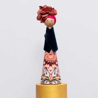 Handmade Wooden Decorative Doll – 25 cm