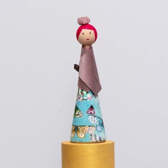Handmade Wooden Decorative Doll – 25 cm