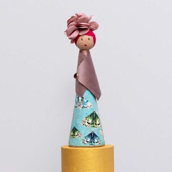Handmade Wooden Decorative Doll – 25 cm